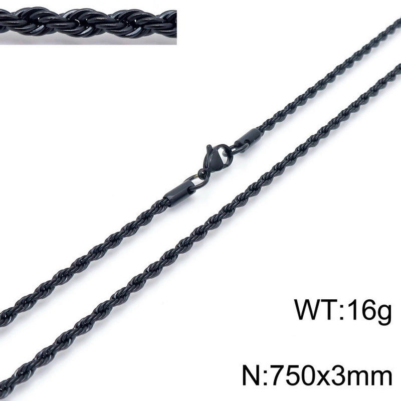 Hip-Hop Solid Color Titanium Steel Plating Men’s Necklace