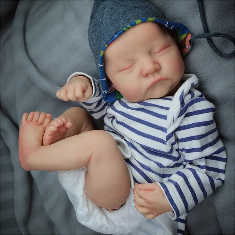 12'' Super Lovely Real Sleeping Baby Doll Boy Named Brooks with Handsome Cloth, Best Gift for Children