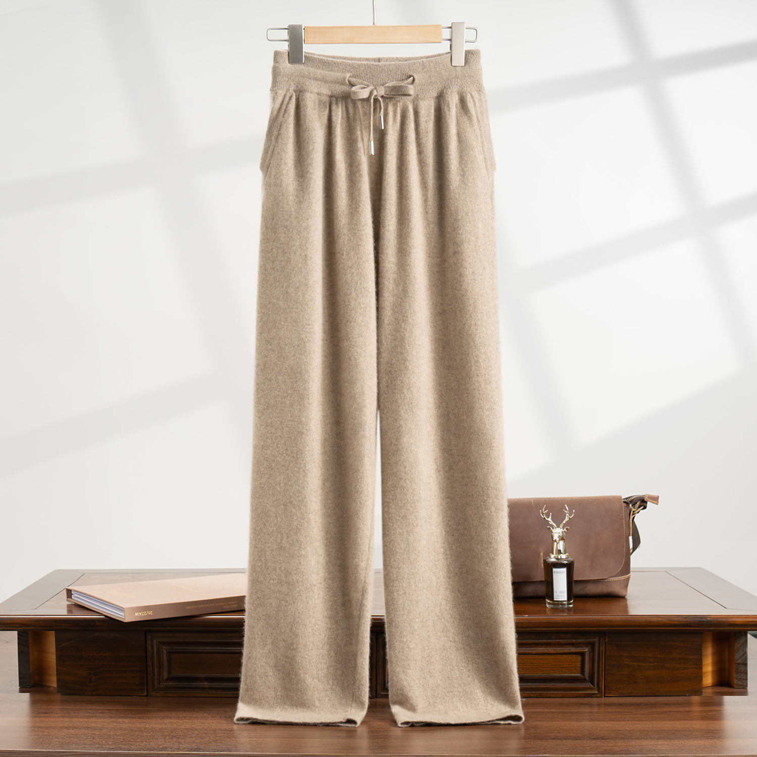 Soft Men's Wide-leg Cashmere Pants REAL SILK LIFE