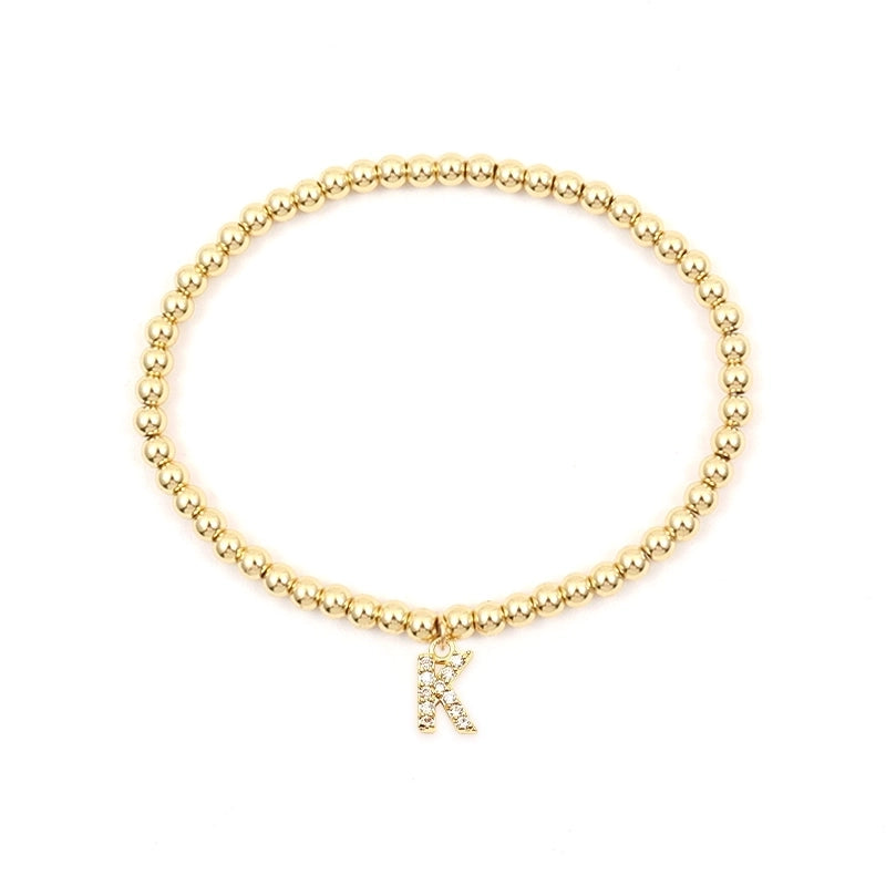Copper Inlay Letter Zircon Bracelets