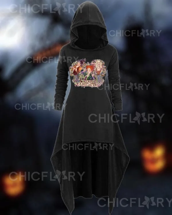 Halloween Literary Retro Hooded Dress