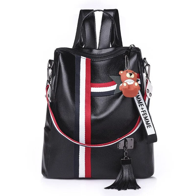 2018 new retro fashion zipper ladies backpack leather high quality school bag shoulder bag for youth bags leather Tassel