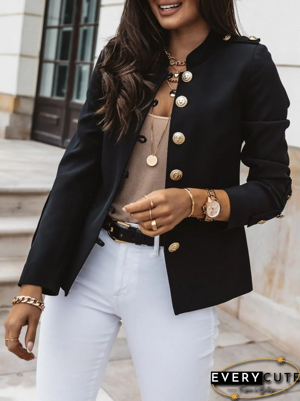 Women's Jackets Long Sleeve Slim-Breasted Crop Jacket