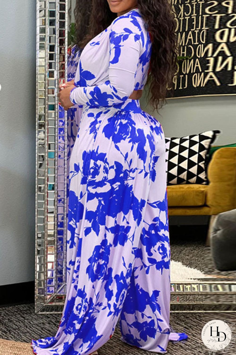 Red Casual Print Patchwork Oblique Collar Long Sleeve Two Pieces