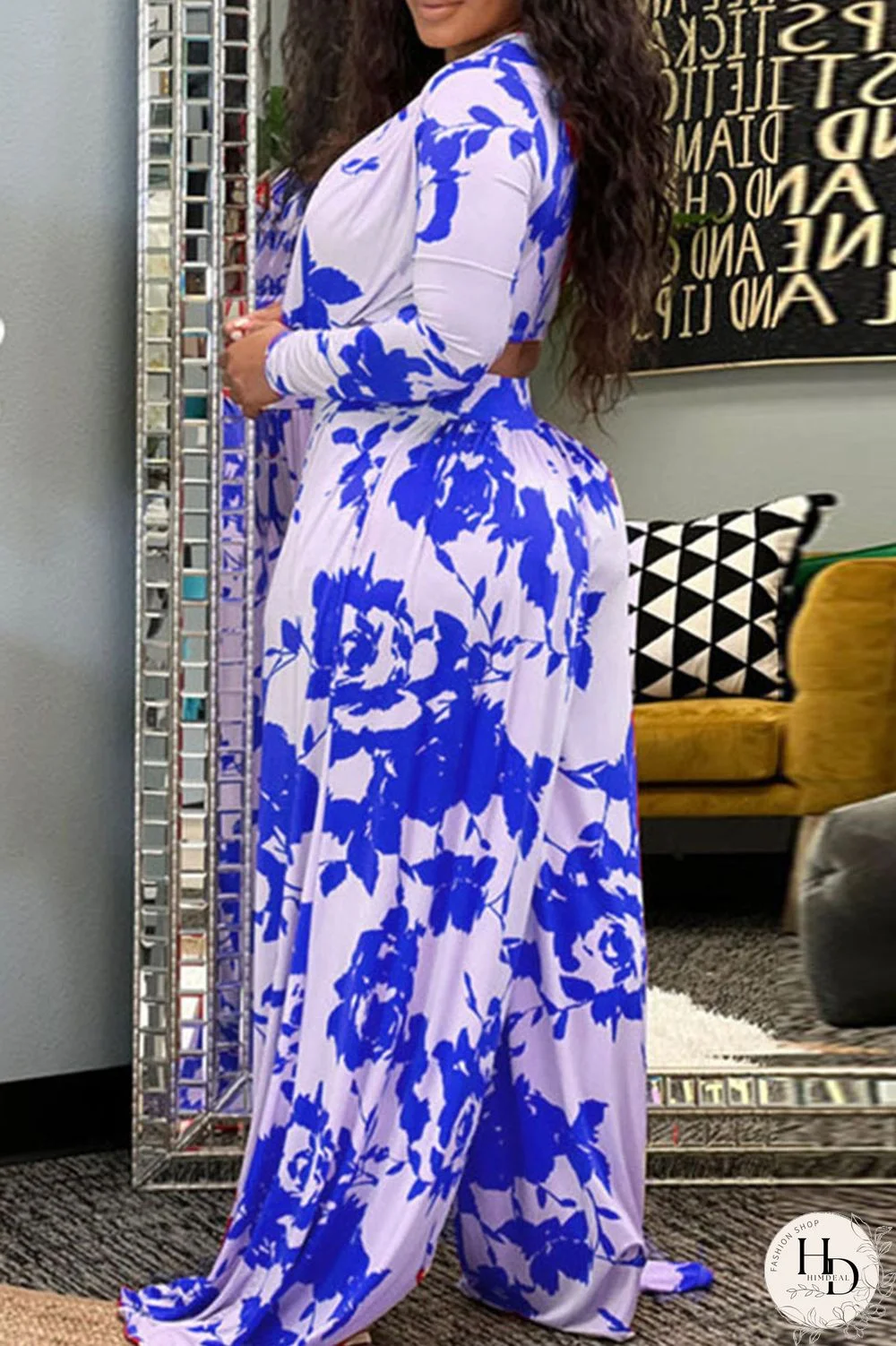 Red Casual Print Patchwork Oblique Collar Long Sleeve Two Pieces