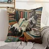 Cat Reading Time-Stamped Cross Stitch Pillow Cover Kit 11CT 3-Strand DIY Embroidery 45x45cm with Zipper tapestrymarket