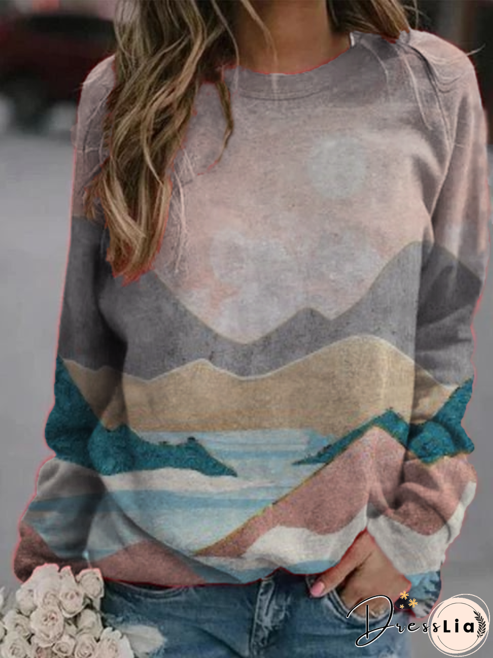 Plus size Long Sleeve Crew Neck Sweatshirts