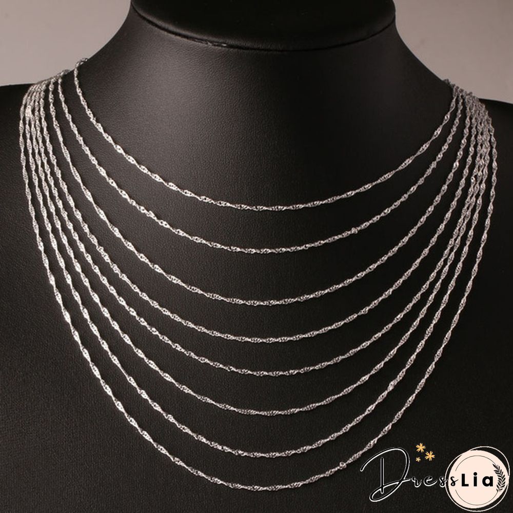 New Arrival 925 Sterling Silver 2MM Men Women Water Wave Chain Necklace (DIY Necklace) 16"-30"