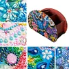 (US Local)DIY Gem Owl Design Wooden Diamond Painting Makeup Brush Storage Box Organizer
