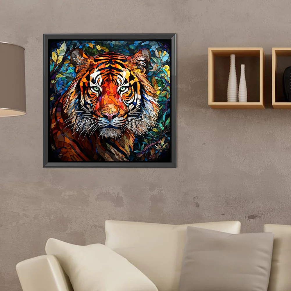 Diamond Painting - Full Round Drill - Stained Glass Tiger(Canvas|40*40cm)