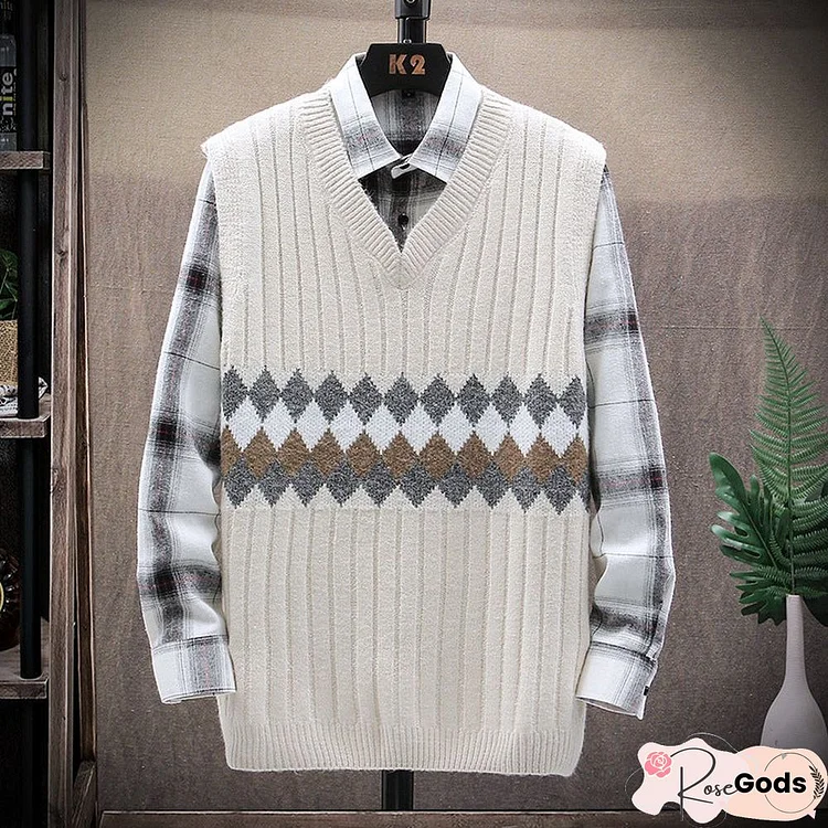 V-Neck Loose Sweater Vest Men's Sweater