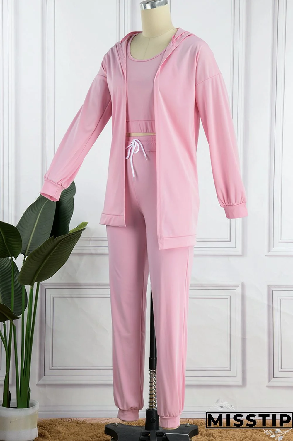 Blue Casual Solid Basic U Neck Long Sleeve Two Pieces