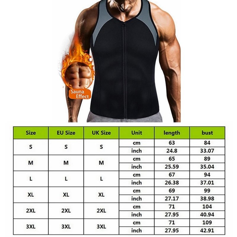 Muyogrt Men Zipper Nepprene Sauna Vest Sauna Suit Men Corset Body Shaper Belly Fat Steampunk Slimming Reducer Latex Underwear