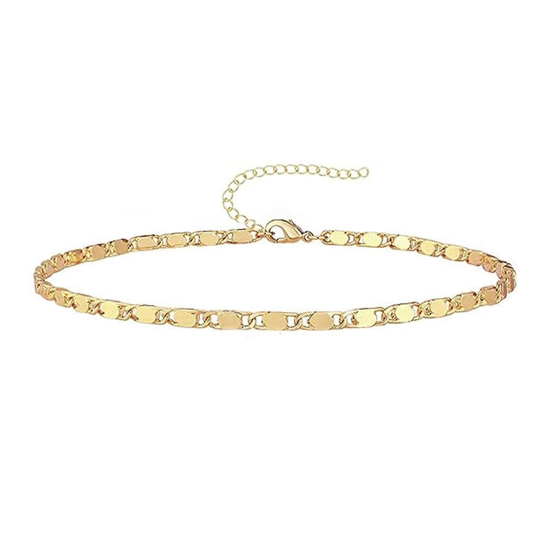 New Gold Bracelet Suit Fashion Simple Paper Clip Cuban Chain Round Bead Chain Bracelet For Women