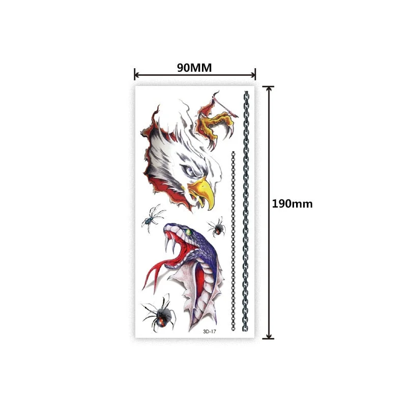 Waterproof 3D tattoo sticker Three-dimensional color printing tattoo sticker Butterfly flower animal color tattoo sticker