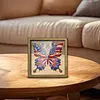 Independence Day Butterfly DIY Special Shaped Drill Wooden Diamond Painting Tabletop Ornaments Kit with Photo Frame Desktop Diamond Art Kits Double-Sided Pattern for Adults/Beginners Home Decor