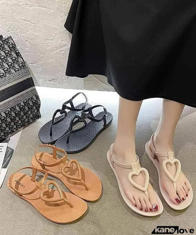 Summer Fashion Khaki Heart Shaped Flip Flops Sandals