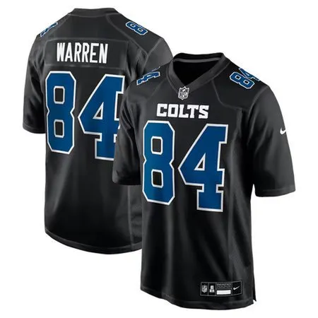 Men's Indianapolis Colts #84 Tyler Warren  Carbon Black Fashion Game Jersey