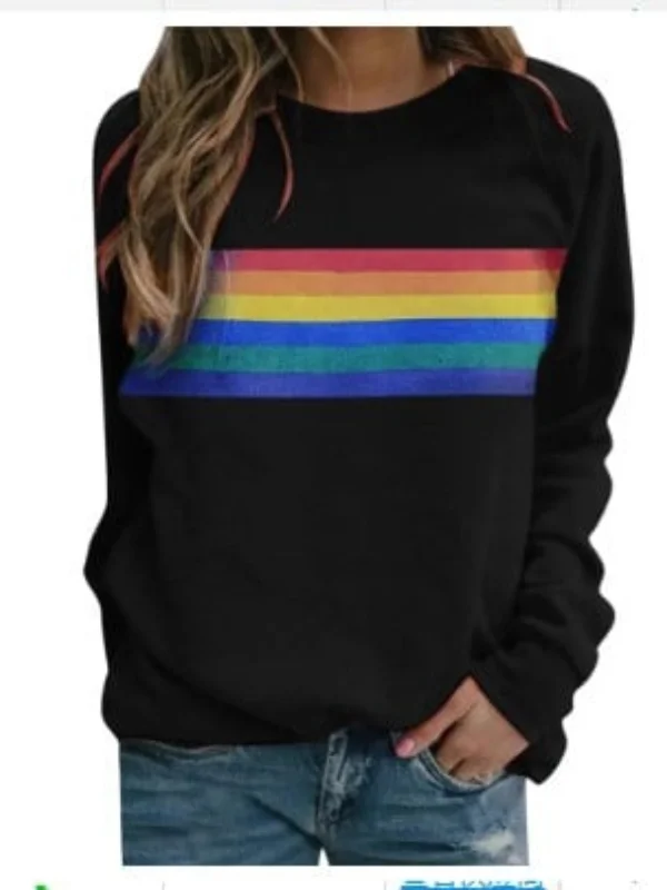 Women's Personalized Rainbow Print O-Neck Sweater