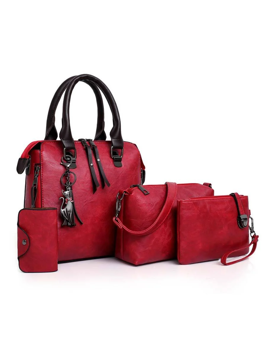 Women Composite Bag 4pcs/Set High-Quality PU Leather Handbag