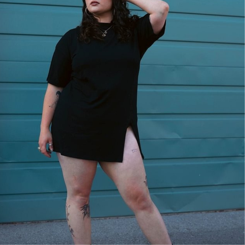 Chic Slit T-Shirt Dress With Shorts