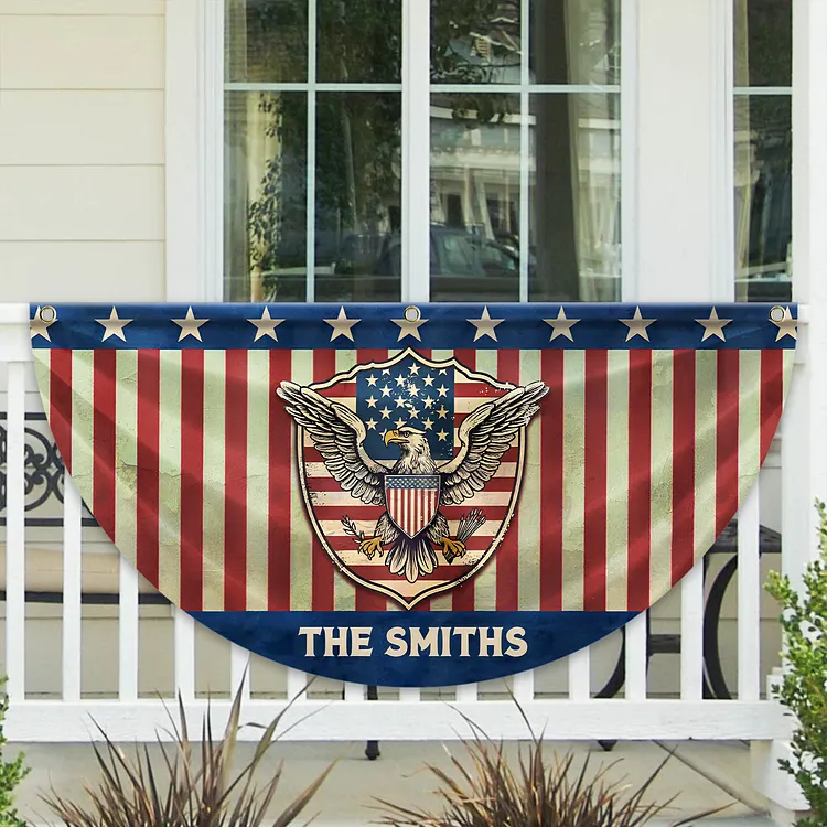 Personalized 250 Years of Freedom America Flag Custom Name America 250th Eagle Non-Pleated Fan Flag