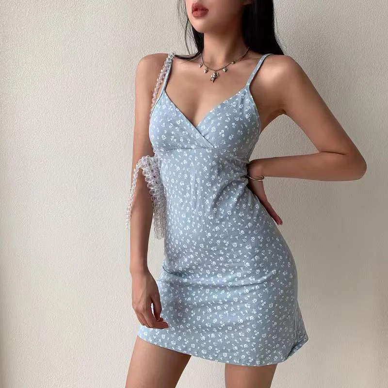 Uveng Uveng Desire Retro Print V-Neck Dress Female Summer 2024 New Floral Dress Women's Clothing