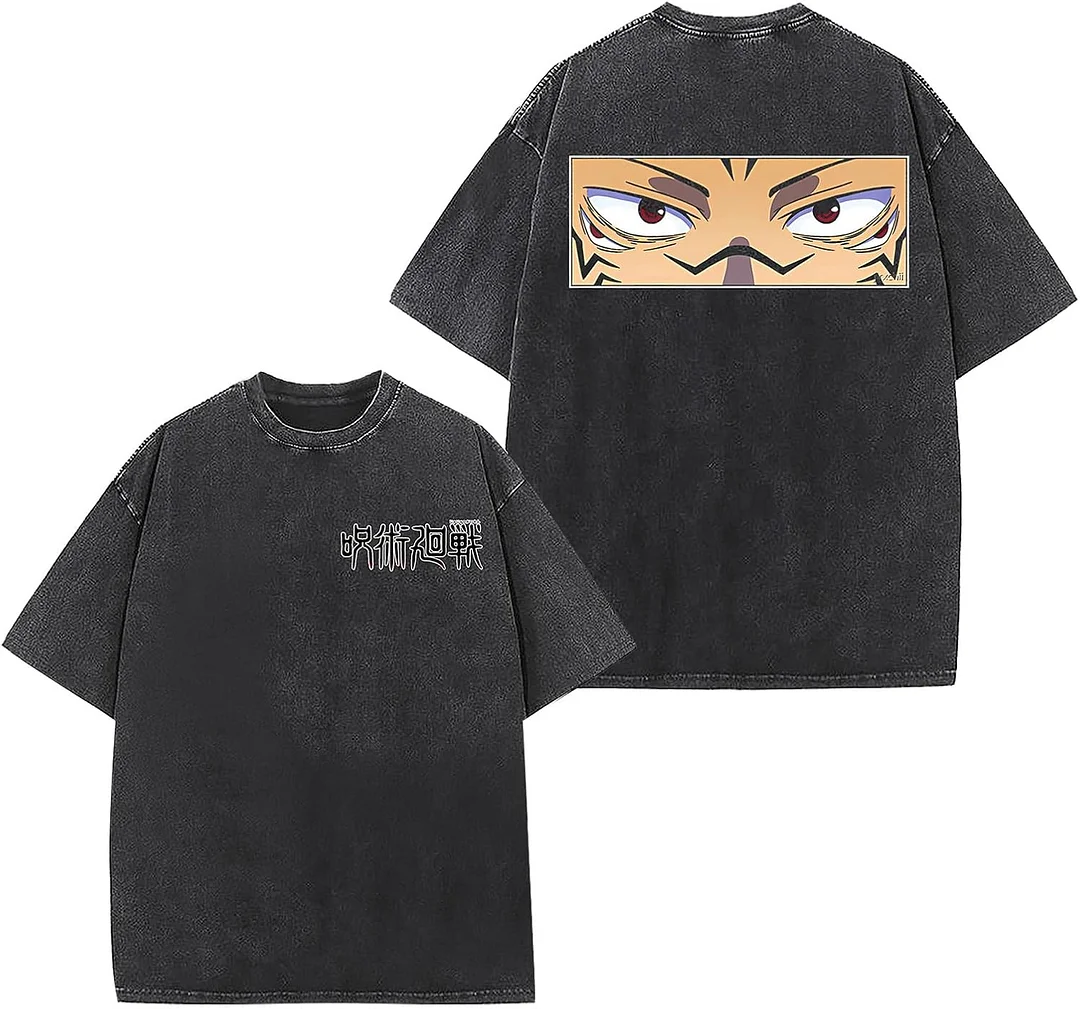 Jujutsu Kaisen Anime Printed Oversize Washed T-Shirt