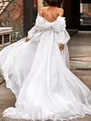 Off-The-Shoulder Puff Sleeves Wedding Maxi Dress