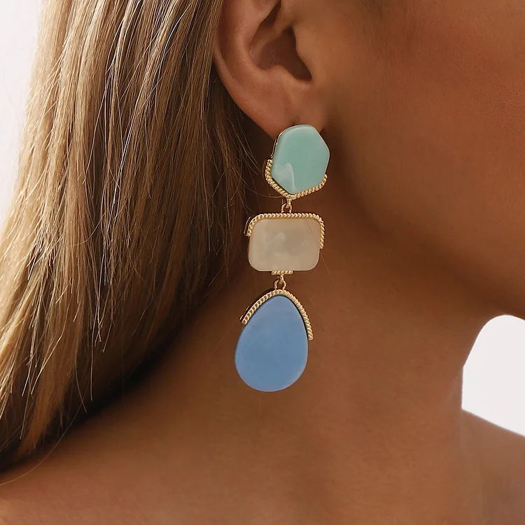 Imitation Stone Grain Color Match Earrings