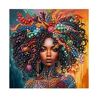 Rainbow Hair Woman - Pearls Painting