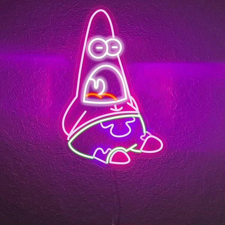 Custom Anime Neon Sign Patrick Star Neon Sign Led  Neon sign Wall Art Atmosphere Light Party Sign