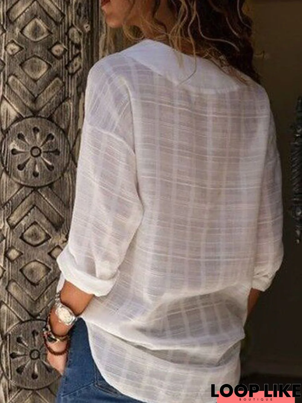 Casual Sexy V Neck Pure Color Blouse