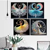 (US Only)4Pcs 30x30cm Girl 5D DIY Special Shape Crystal Partial Diamond Painting Kit Art
