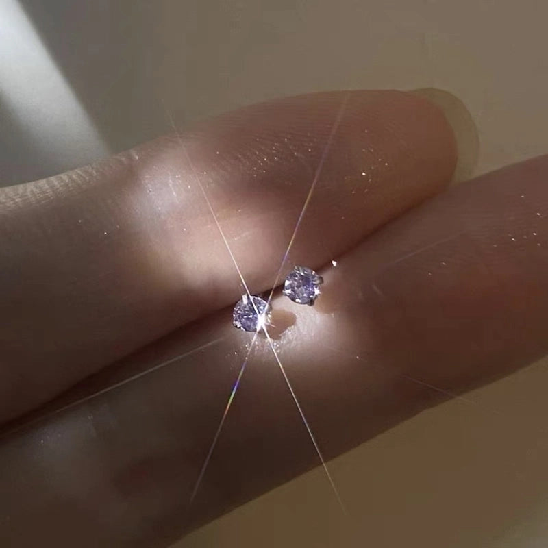 1 Pair 925 Sterling Silver Rhinestones Geometric Earrings