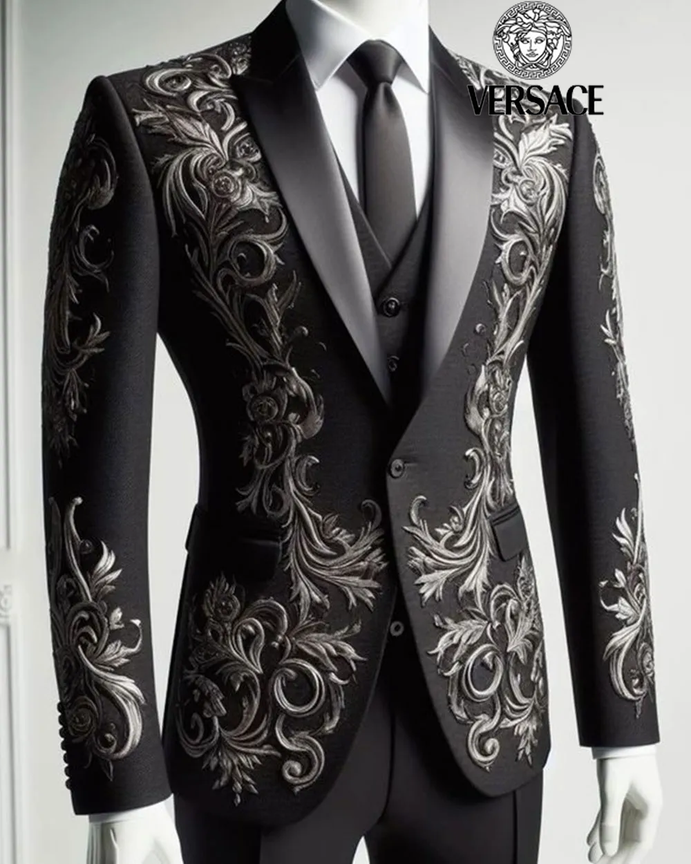 【Versace】Rosa Herrenblazer mit gestickter Blume