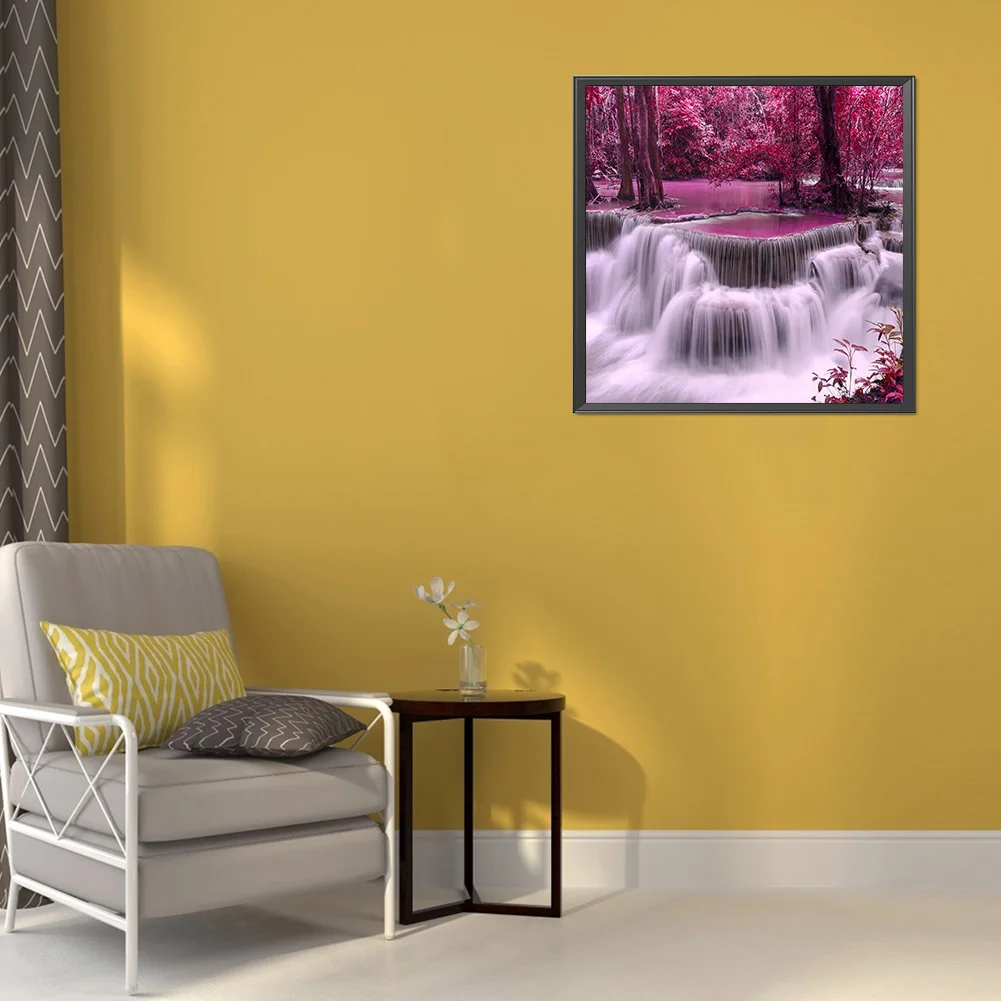 Full Round Diamond Painting 40*40cm - Forest Waterfall