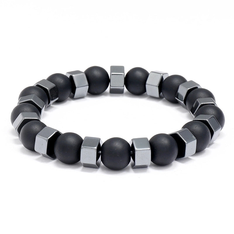 Minimalist Geometric Glass Black Gallstone No Inlaid Beaded Chain Bracelets In Bulk