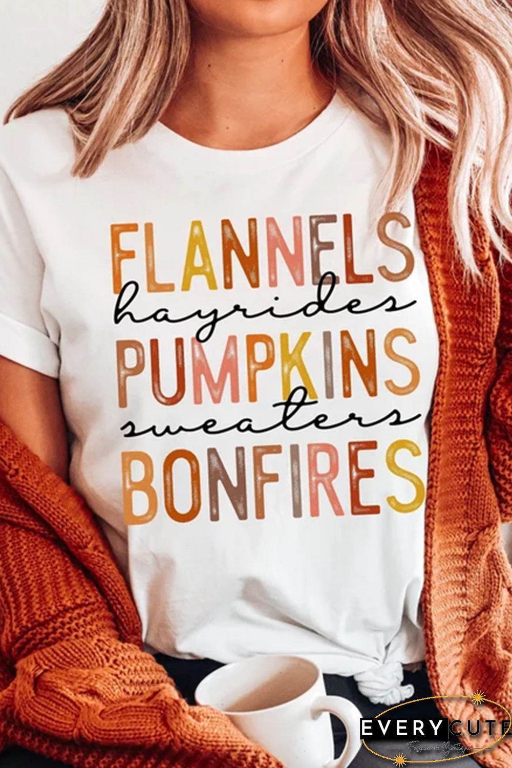 White Flannels Pumpkins Bonfires Letter Graphic Tee