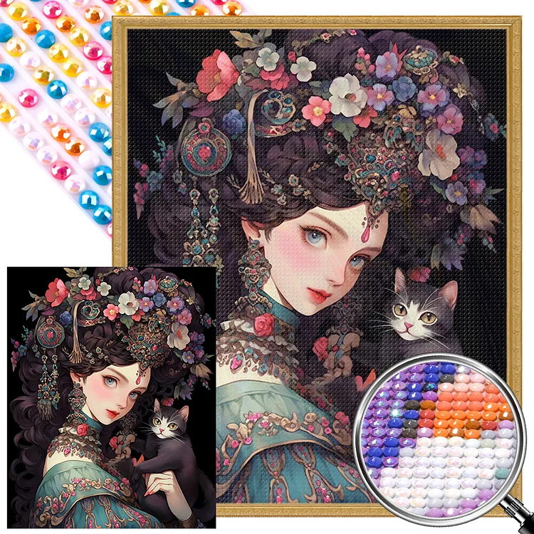 Retro Girl 40*50CM(Canvas) AB Round Drill Diamond Painting gbfke