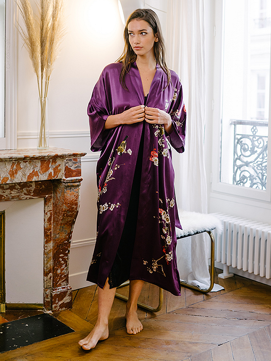 RealSilkLife Men's Luxurious Leopard Printed Silk Robe