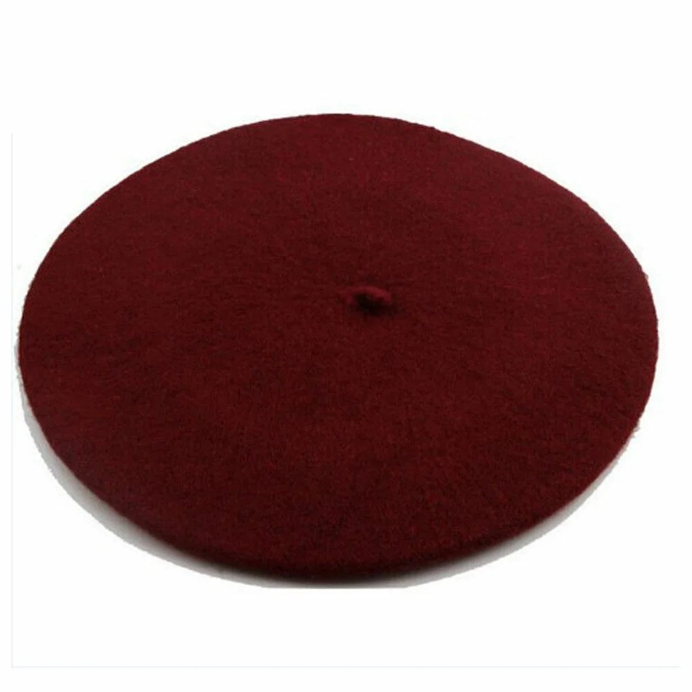 French Style Vintage Unisex Women Men Wool Warm Plain Beret Beanie Hat Cap Hot Selling Dropshipping