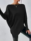 Plain Black Boat Neck Long Sleeve Sweater