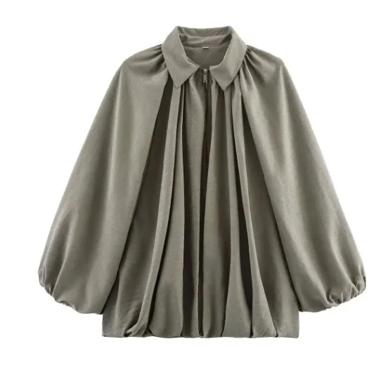 Nigikala Nigikala Women's Explosive Fashion Casual Bubble Sleeve Silk Shirt