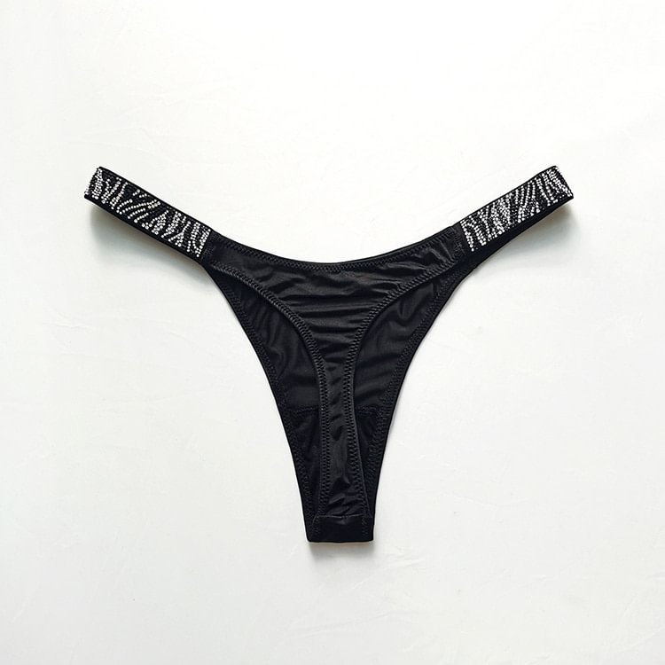 Billionm Zebra Rhinestone Shiny Sexy Underwear For Women Thongs Low Waist Sports Satin Panties Sex String Seamless Briefs Tanga