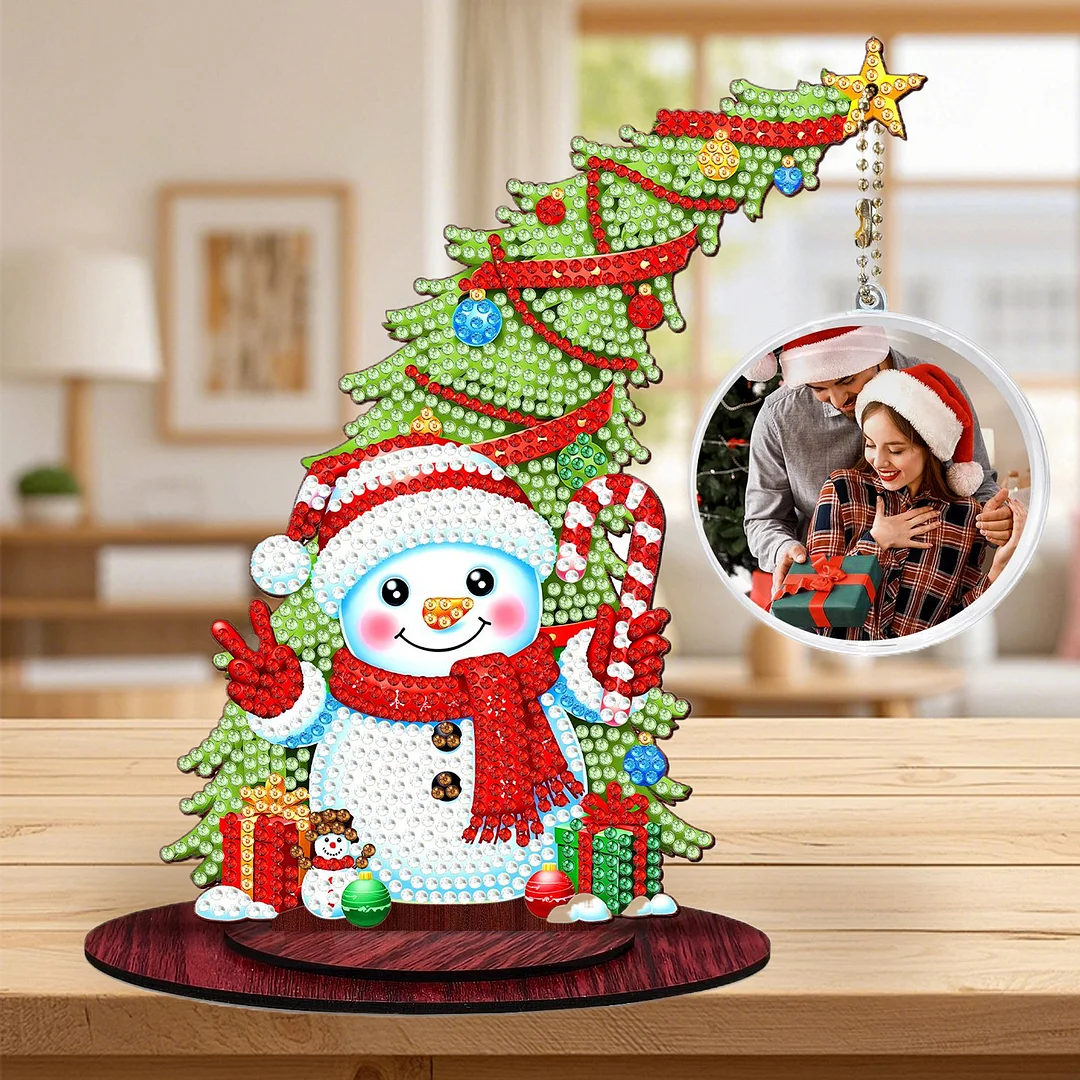 Photo Christmas Tree 5D DIY Diamond Art Tabletop Wood Decorations Ornament Kits