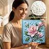(25x25cm)DIY Pink Magnolia Flower Framed Handmade Pearl Painting Art Craft Kit Living Home Decor