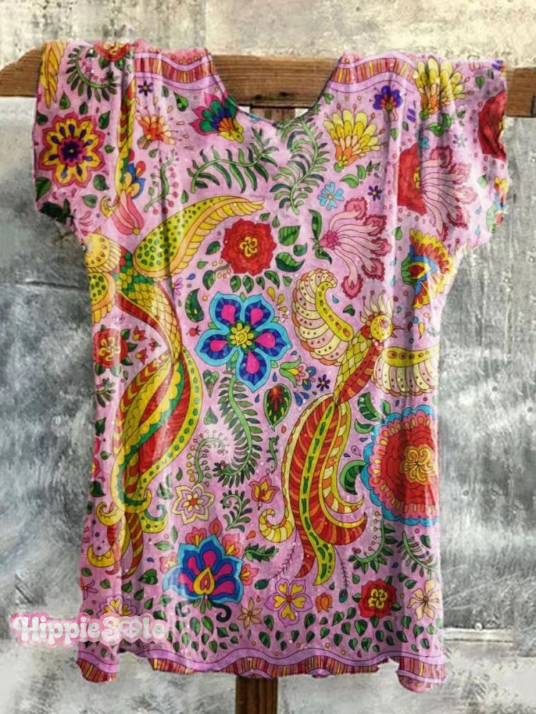 Women’s Vintage Floral Print Classic T-Shirt Multicolor / S
