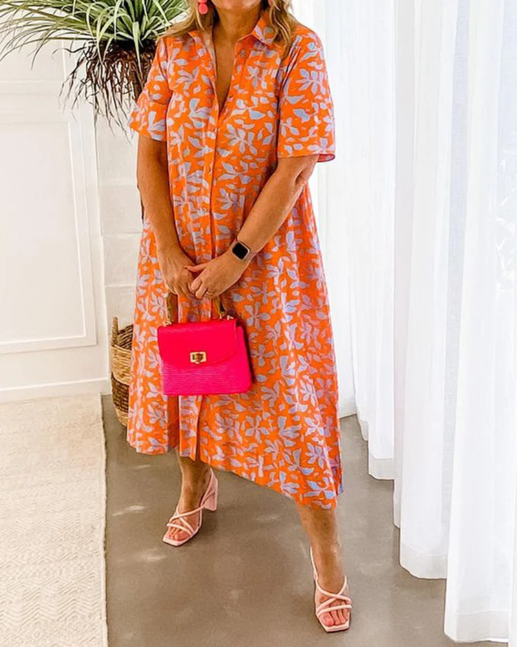 Short Sleeve Printed Dress