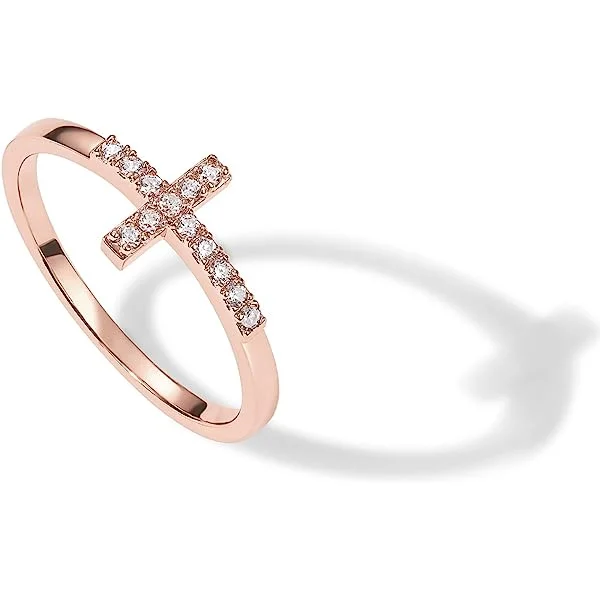 Cross Design Pave Diamond Rings